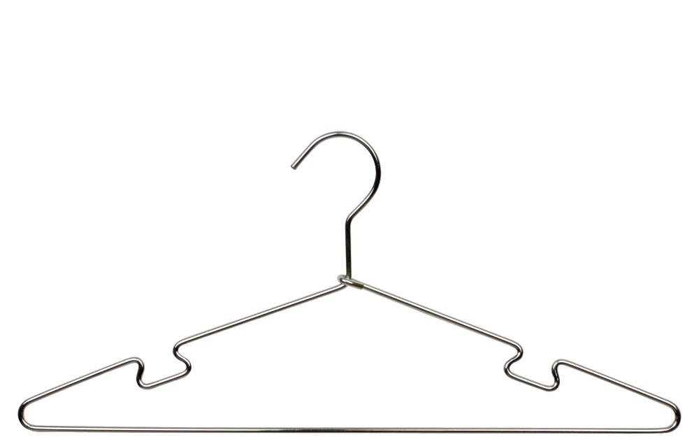 Chrome metal hanger with notches