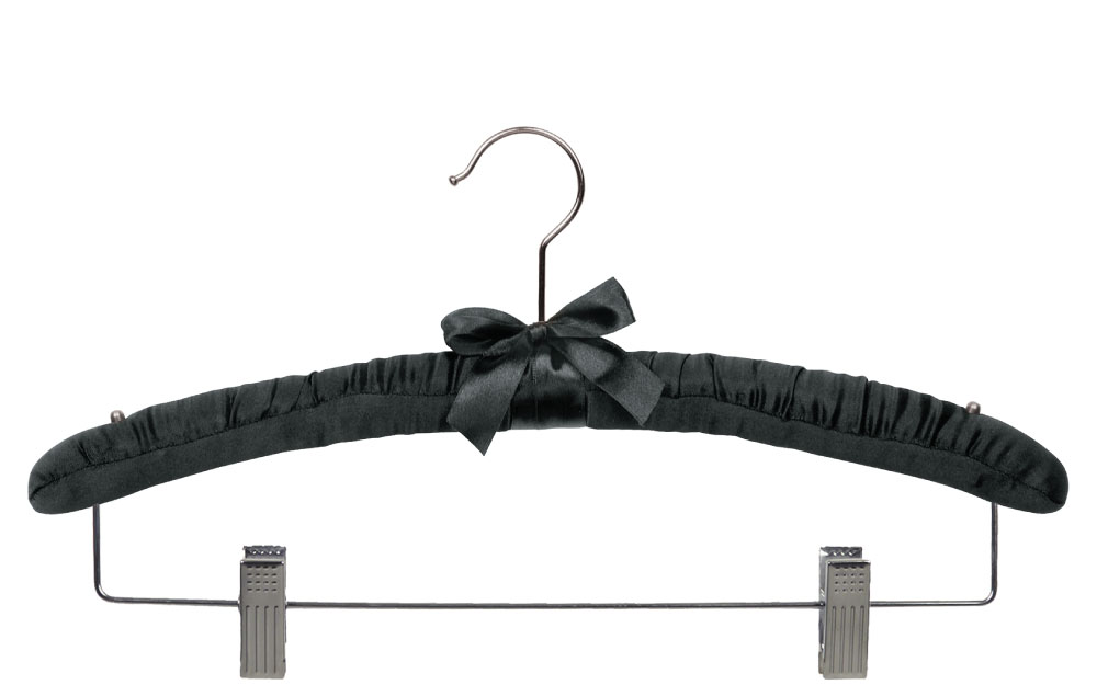 Black padded hanger with clips